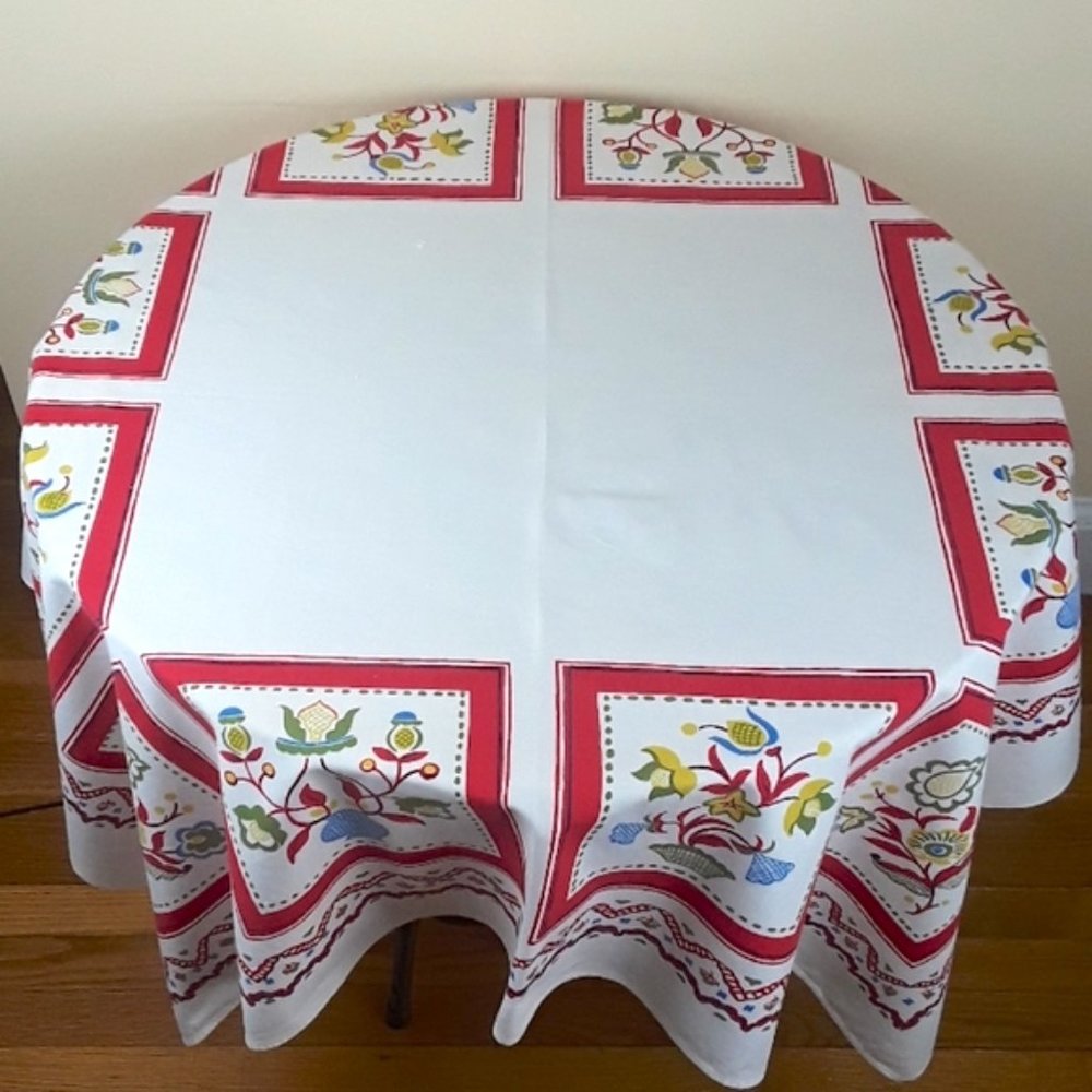 Vintage Framed Flowers Tablecloth